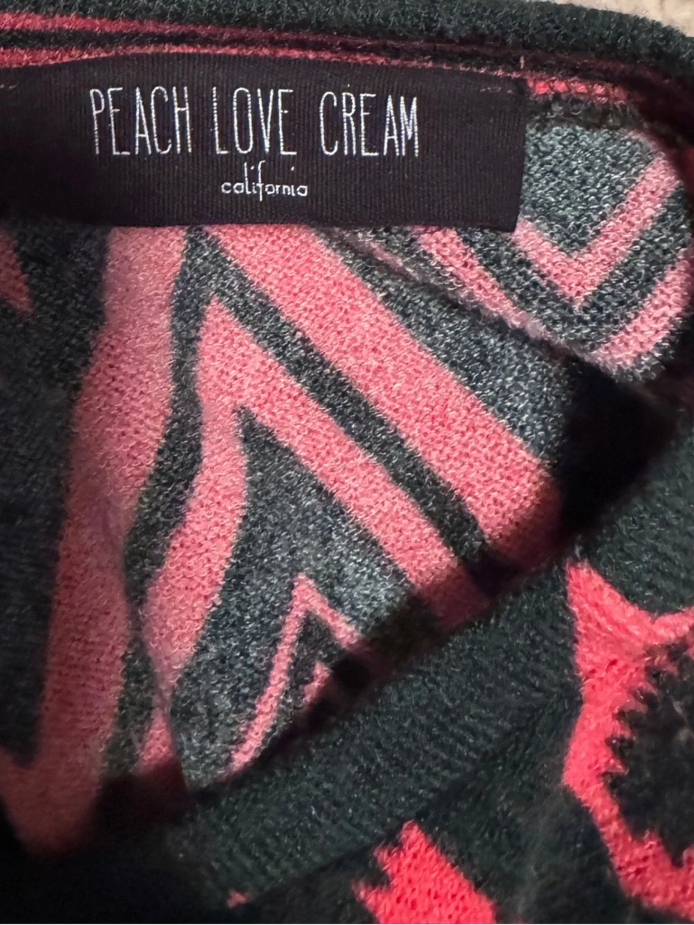 Peach Love Cream Black and Pink Aztec Print Sweater - Picture 2 of 2